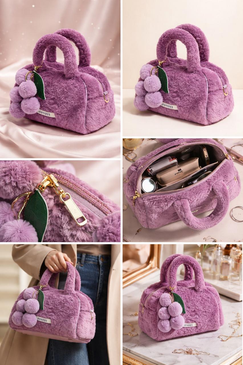 Sac à main mini en fausse fourrure – Élégance douce et contemporaine